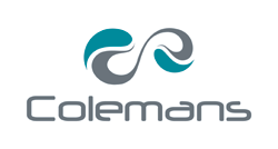 The Colemans company logo, featuring a stylized infinity symbol in teal and grey above the grey word 