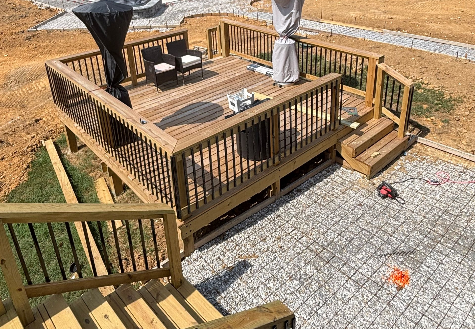 Custom pressure treated wood deck built in Central Kentucky
