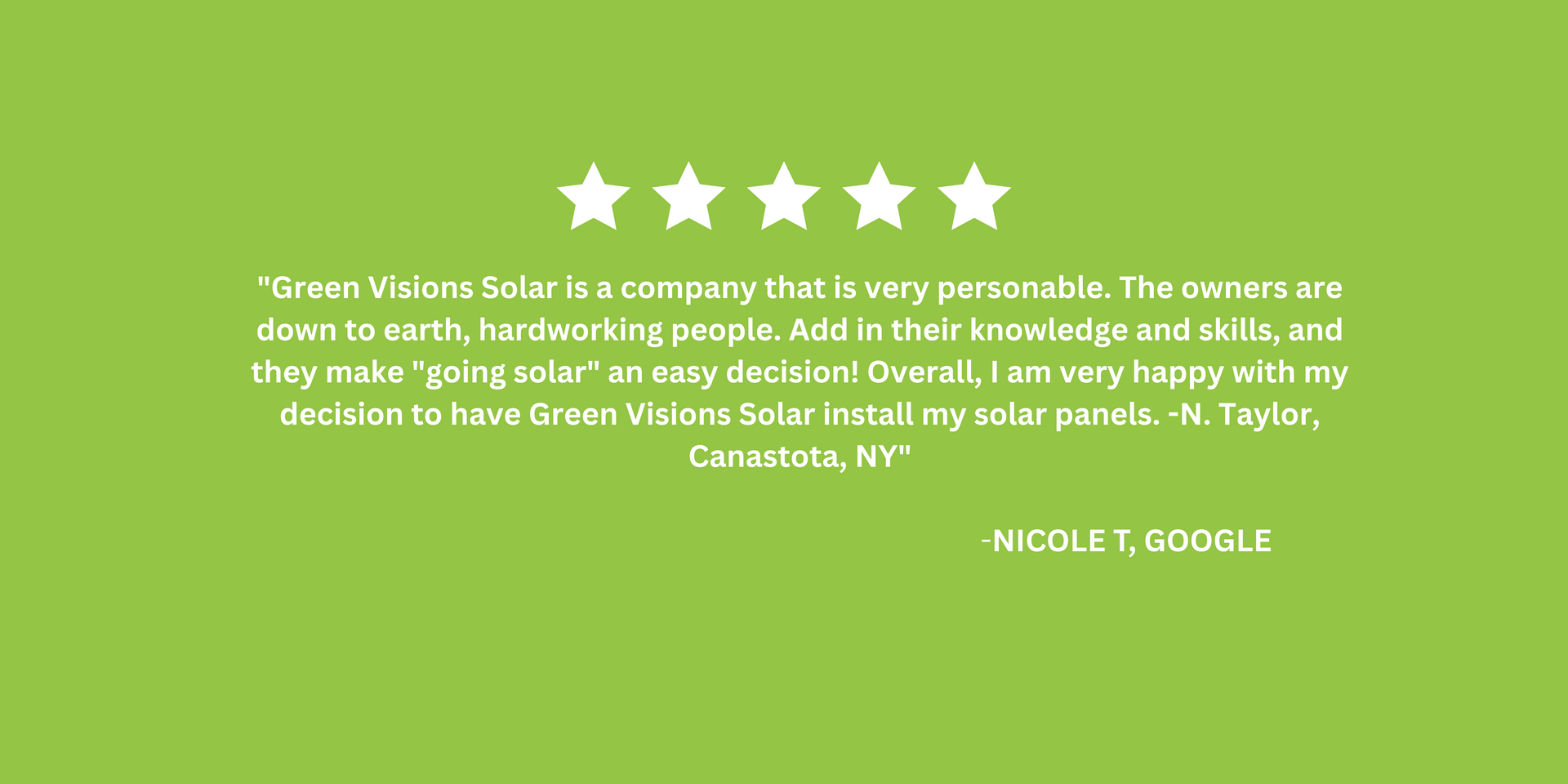 a green background with white text and five stars on it 