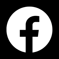 Facebook logo: black lowercase “f” on a white circle