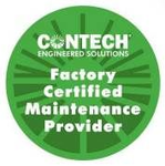Green circular Contech Engineered Solutions badge reading “Factory Certified Maintenance Provider”