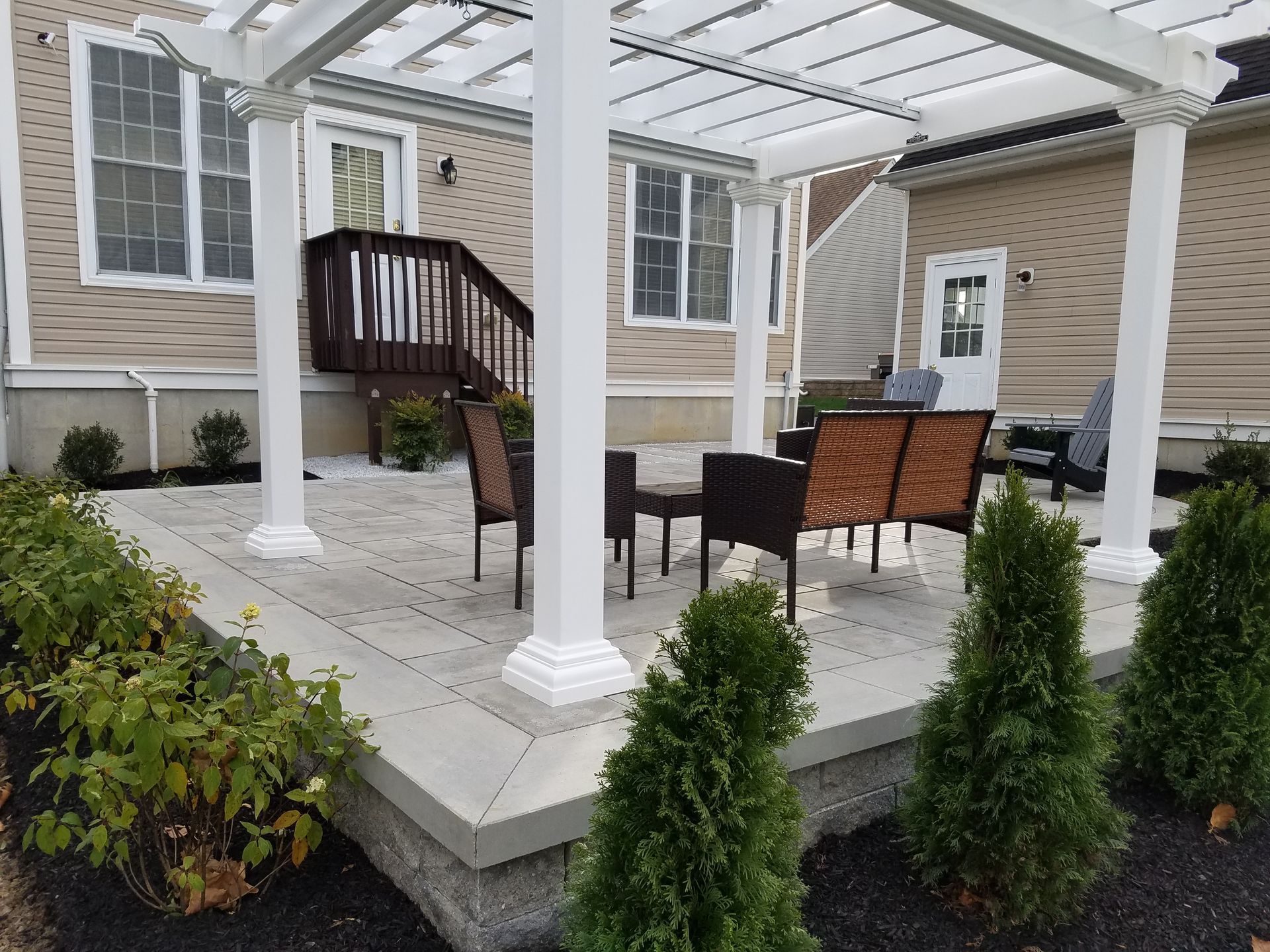 Paver Patio with Pergola Installed — Columbus, NJ — G & G Landscaping Construction, Inc.
