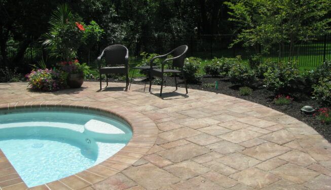 Hot Tub In The Center Of The Patio — Columbus, NJ — G & G Landscaping Construction, Inc.