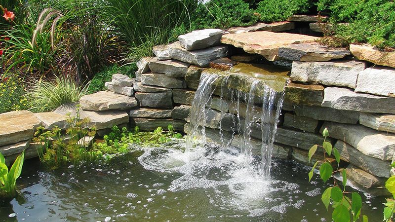 Waterfall In The Middle Of A Pond - Columbus, NJ – G & G Landscaping Construction, Inc.