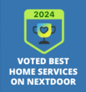 2024 badge on blue background reading “Voted Best Home Services on Nextdoor”