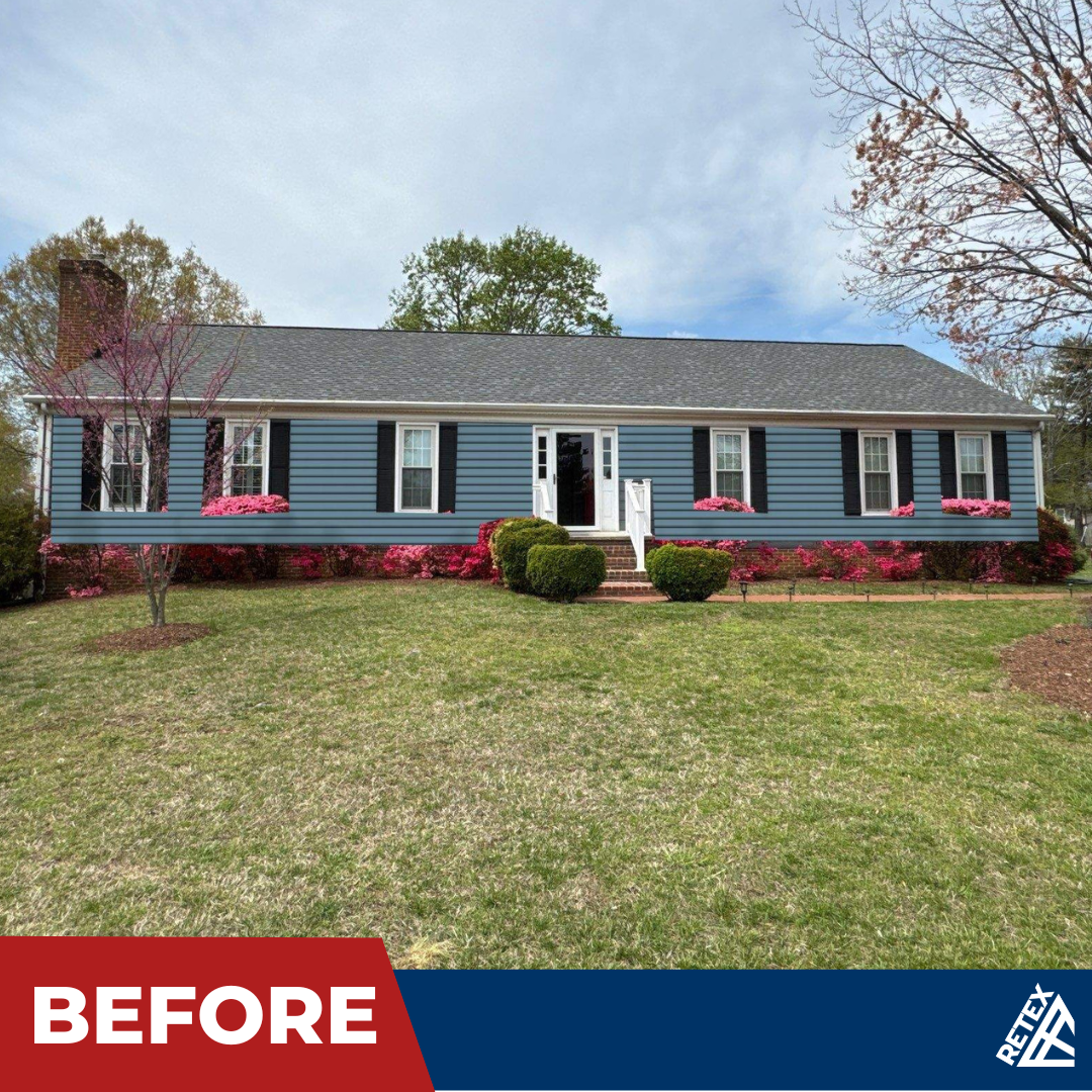 Before – Retex siding replacement on Fredericksburg VA home.