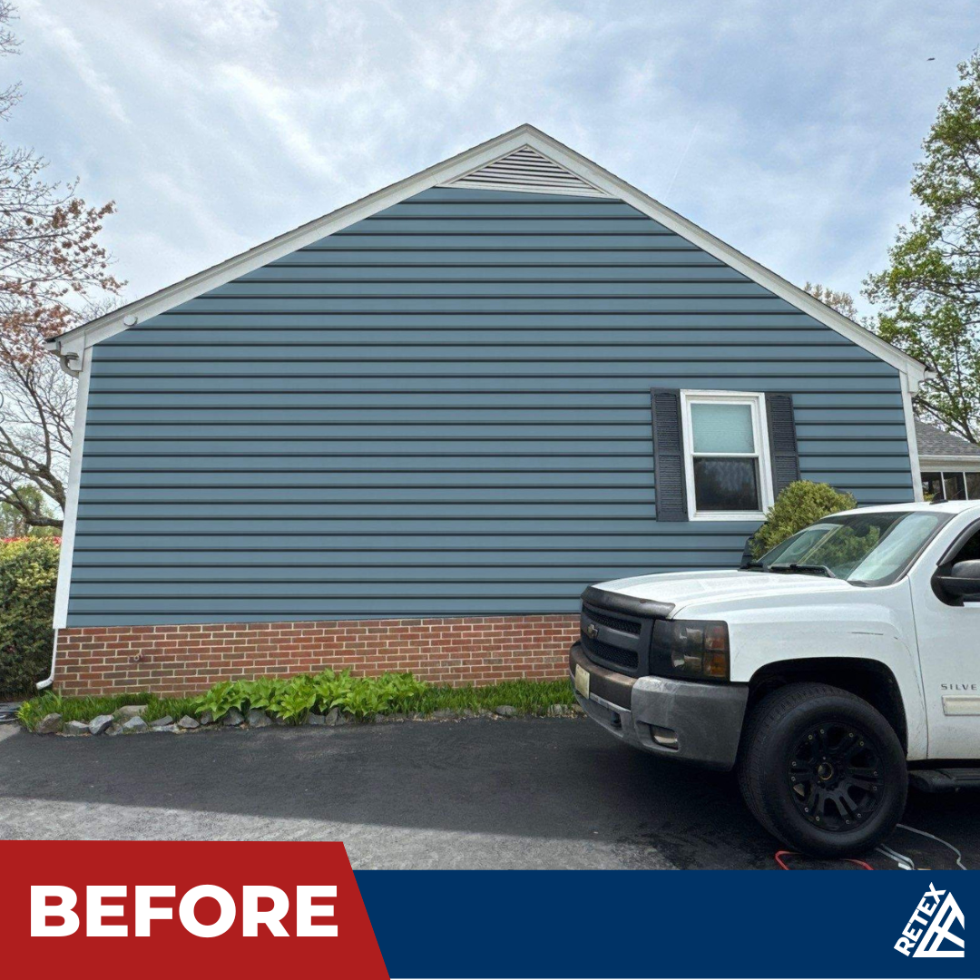 Before – Retex siding replacement on Fredericksburg VA home.
