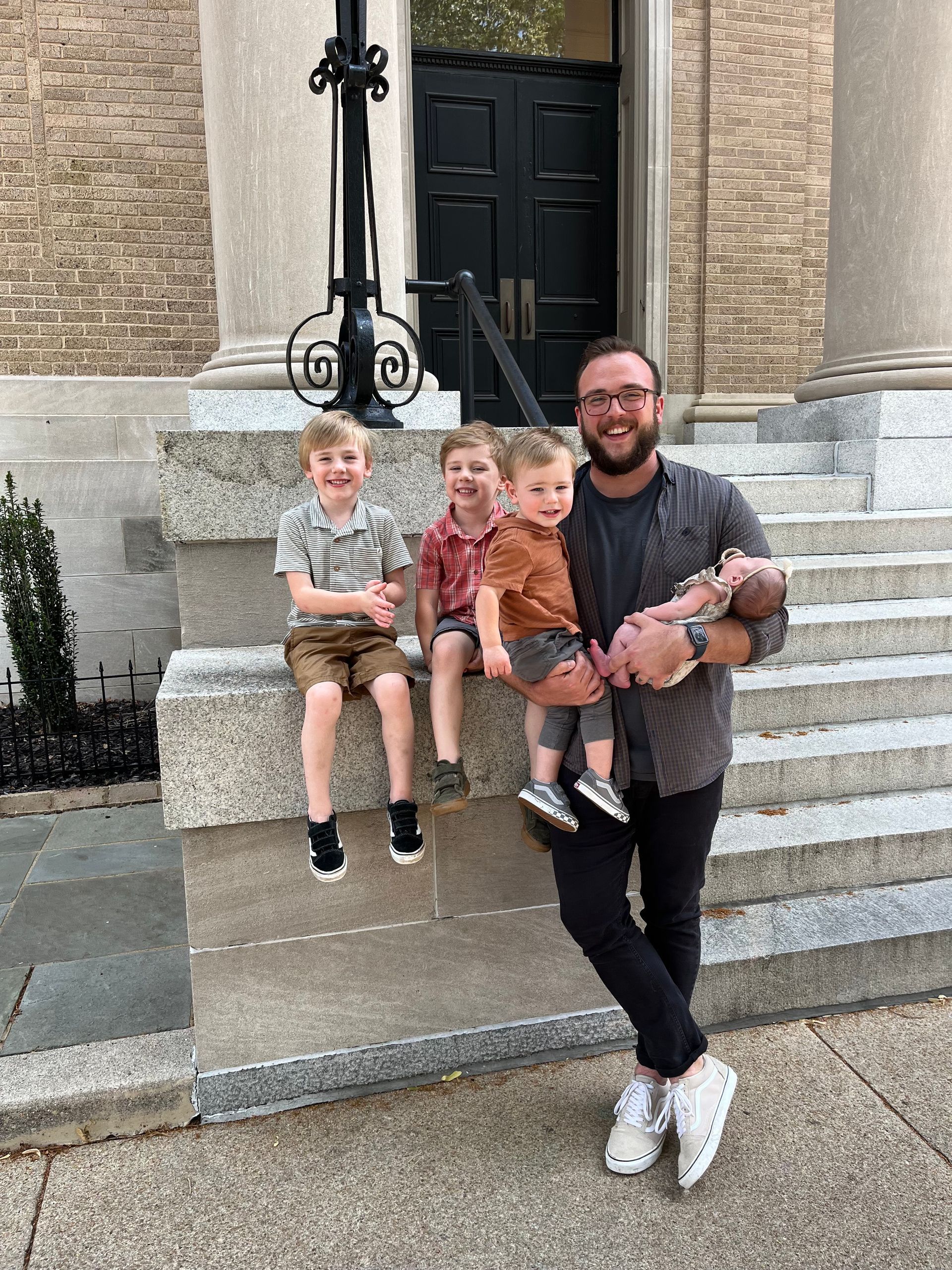 Image of RETEX's Andy Connor with his children, for Father's Day post.