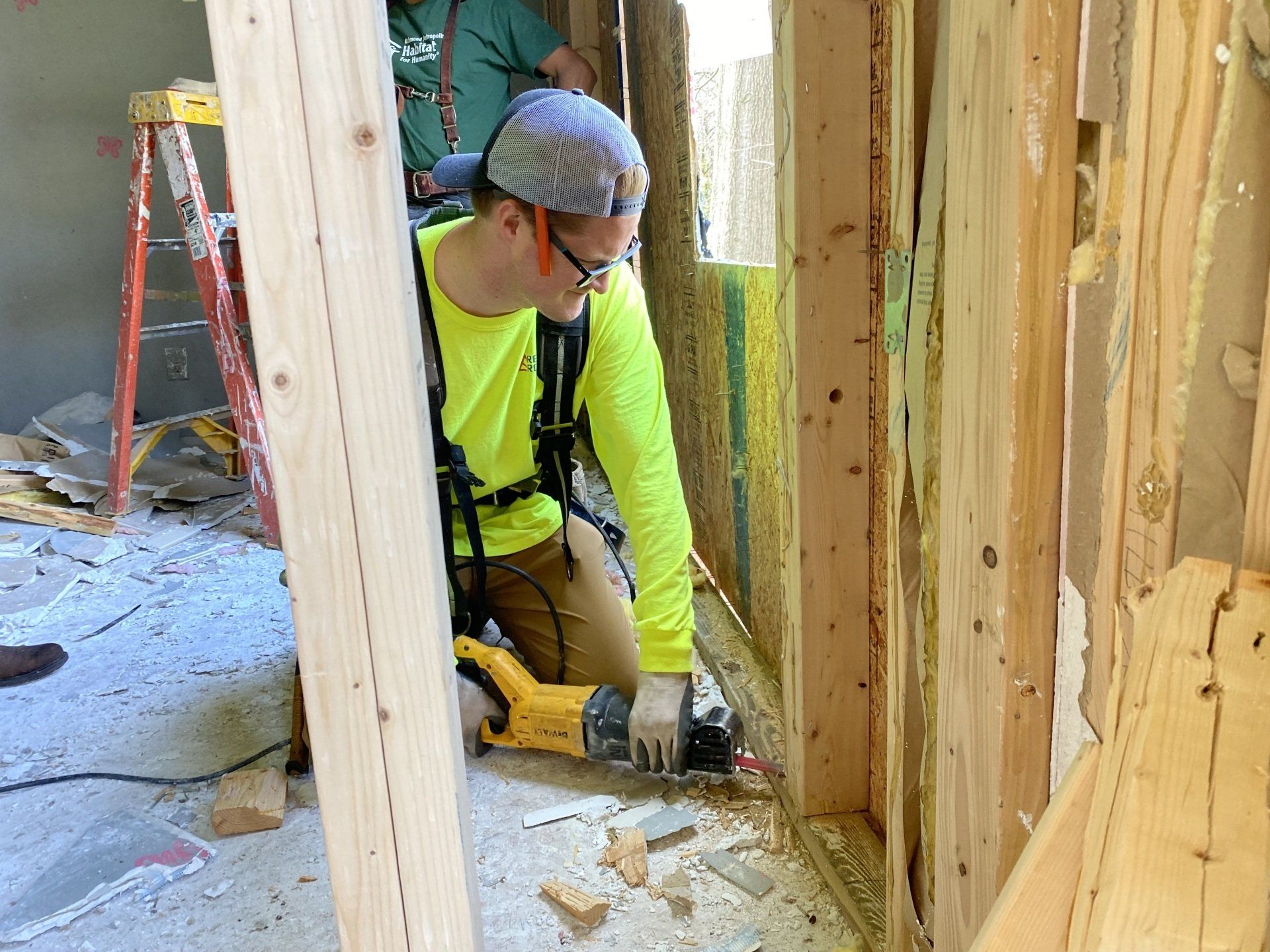 Retex's Caleb Hennon on a Richmond Habitat Build site in March 2022.