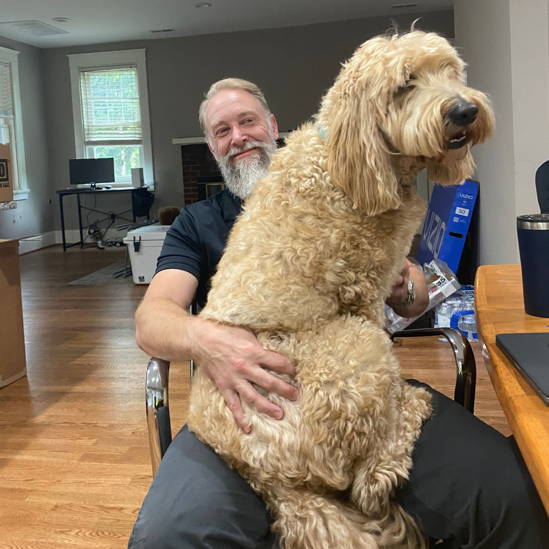 Selfie image of RETEX's Andy Connor, drenched from getting caught in the rain during an appointment.