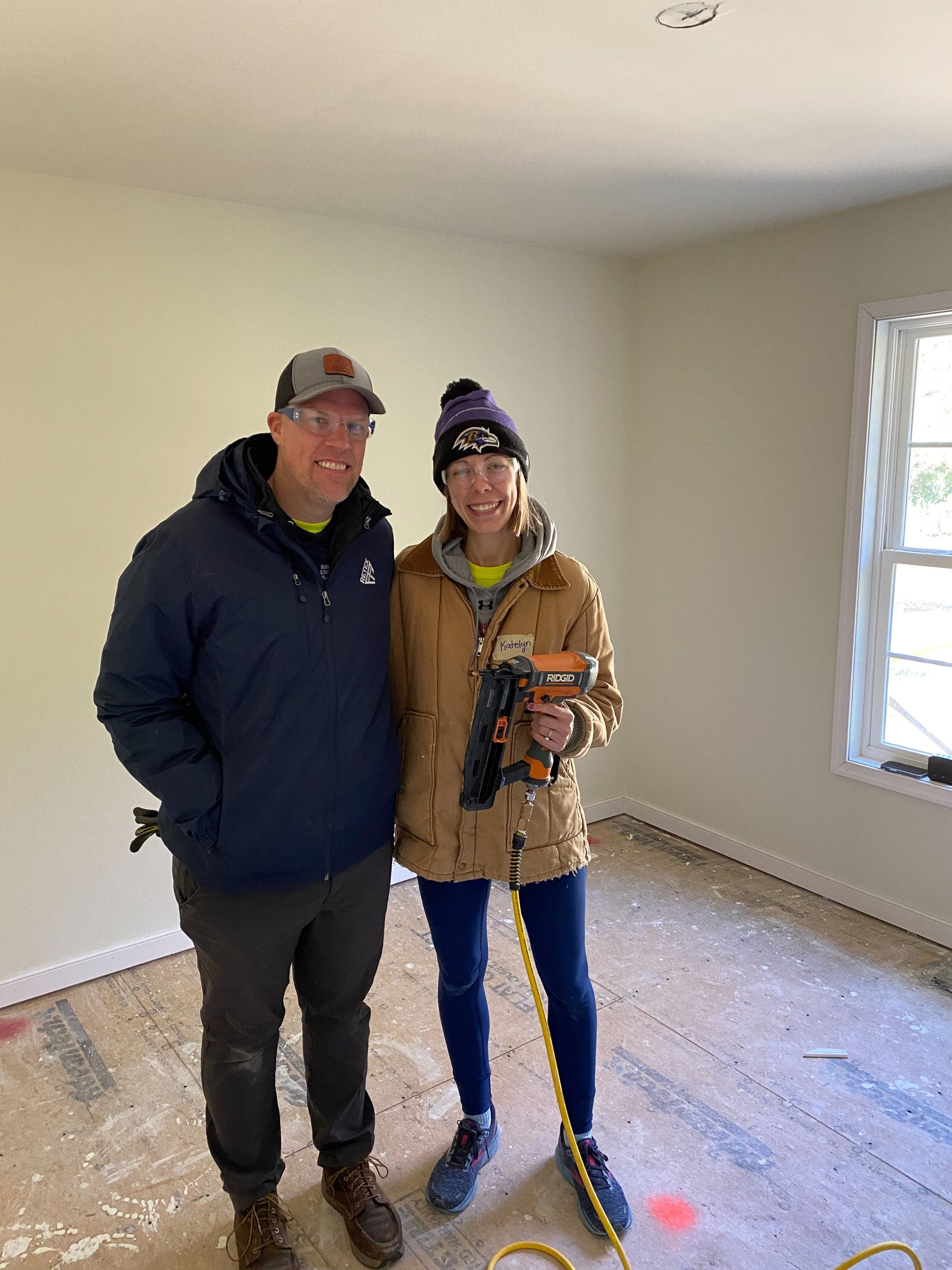 An image of RETEX's Katelyn Lewis and Mark Erickson during a Richmond Habitat volunteer day in November 2022.