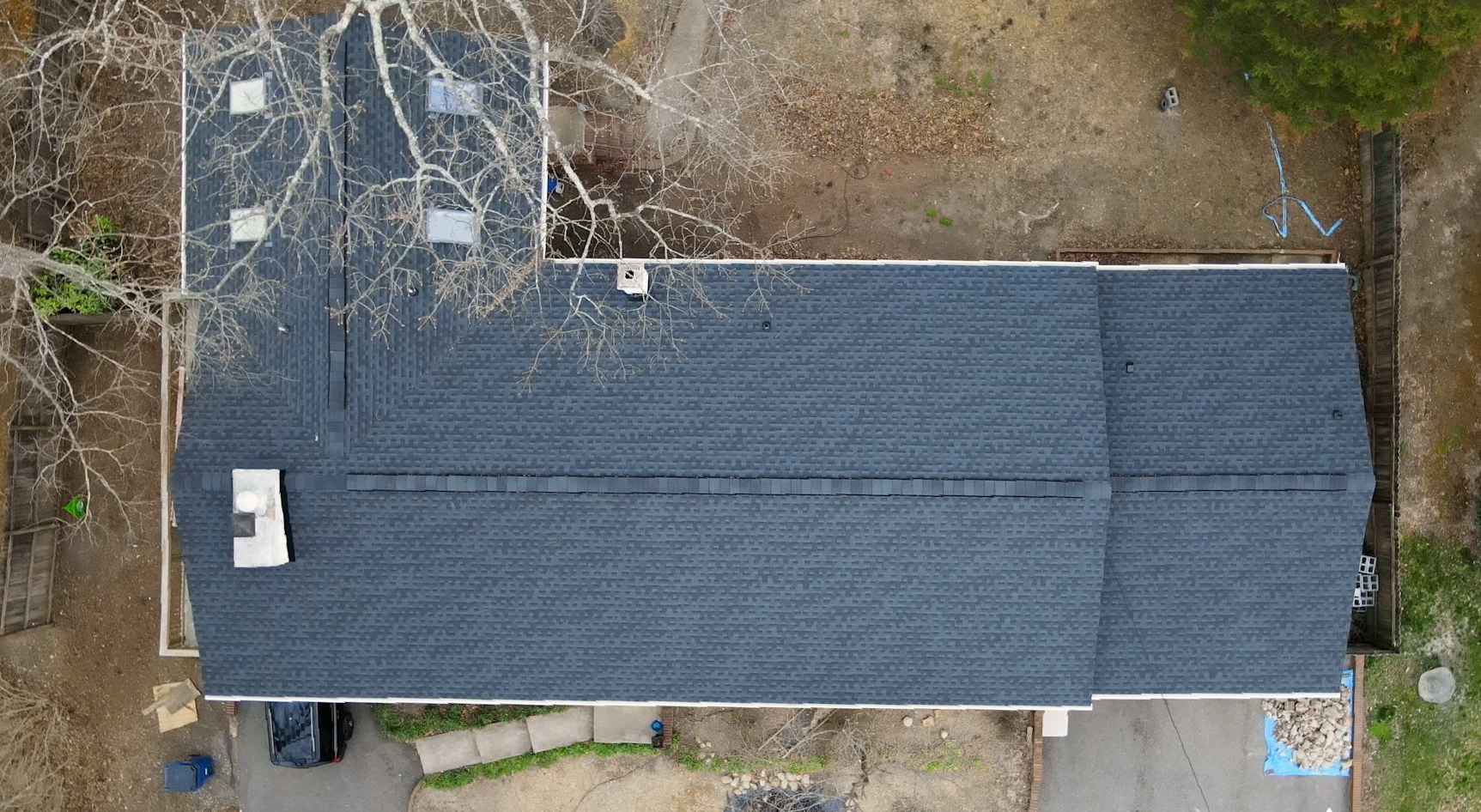 After aerial image of RETEX asphalt shingle roof replacement in North Chesterfield VA 23234.
