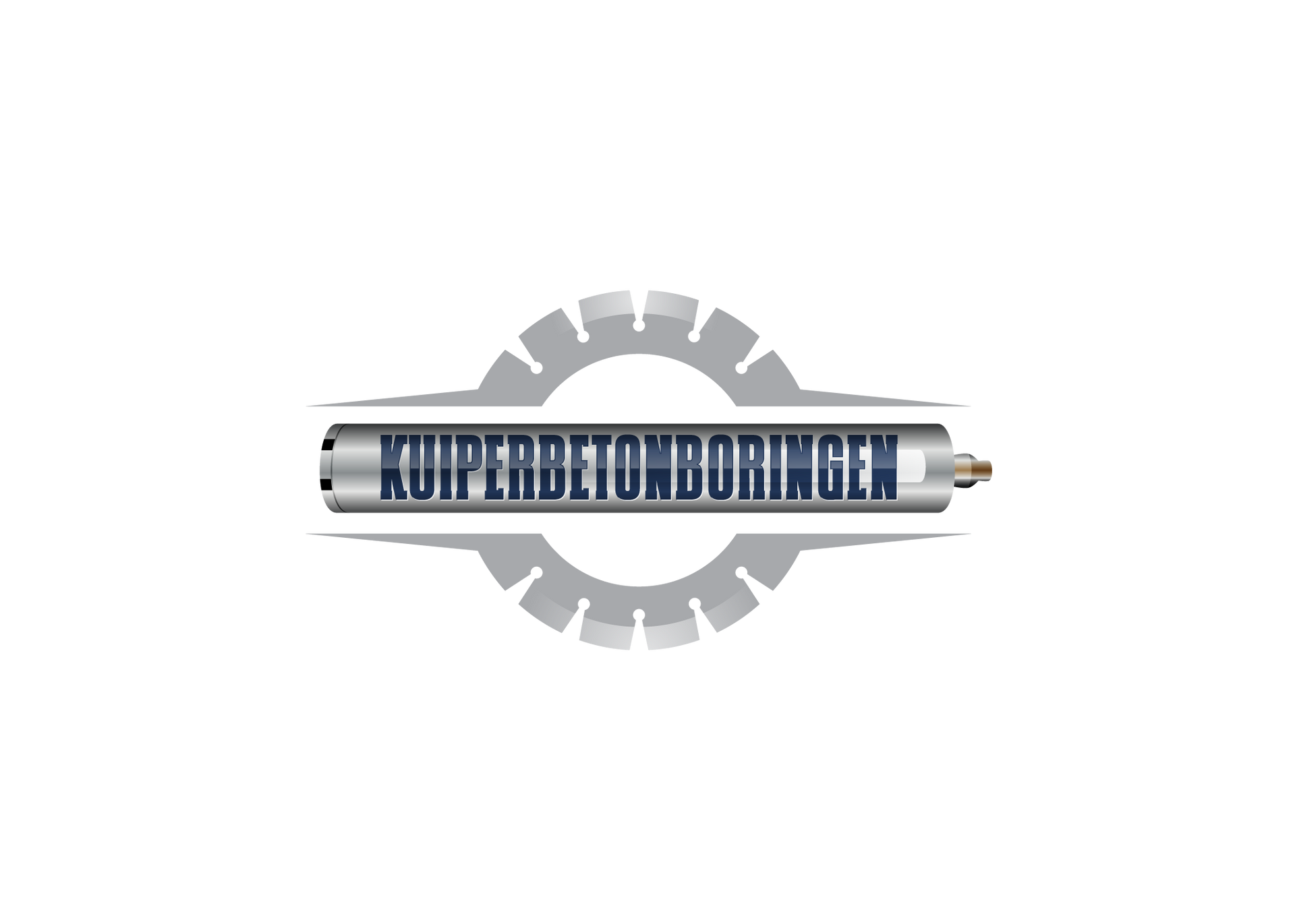 Logo van Kuiper Betonboringen met zaagblad en betonboor