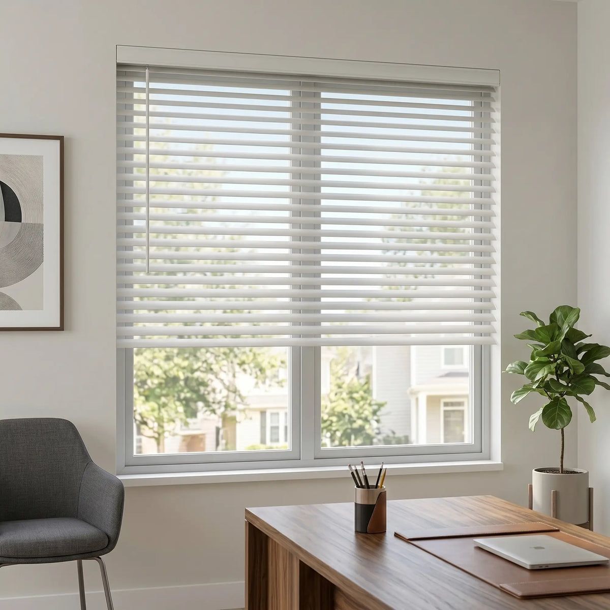 Metal Mini Blinds in Office.