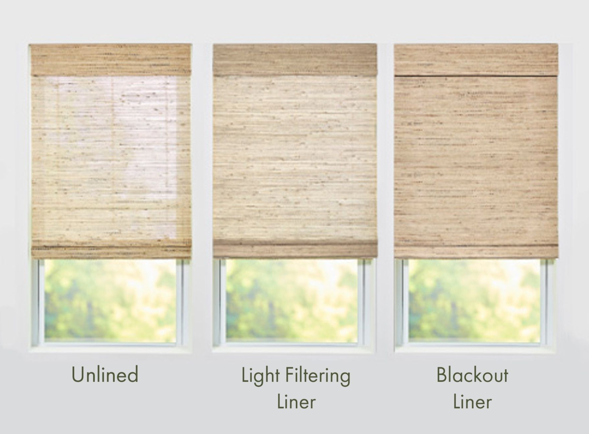 Woven Wood liner opacity options.
