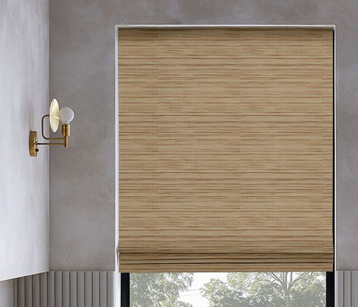 Graber waterfall design Woven Wood in Living Room.