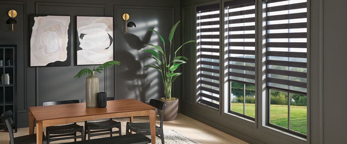Graber® Banded Shades in Dining Room.