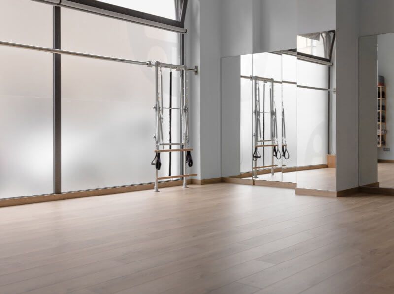 There is a large mirror in the middle of the room.