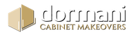 A logo for cabinet makeovers with a picture of a cabinet and the words cabinet makeovers.