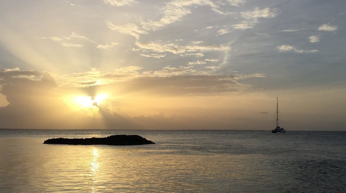 Our boat off coast of Bahamas