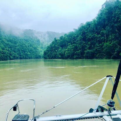 Canyon entrance to the Rio Dulce from Caribbean