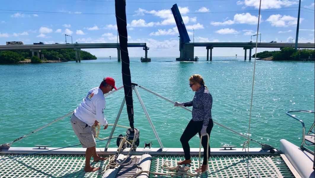 Heading under draw bridge in Islamorada, Florida