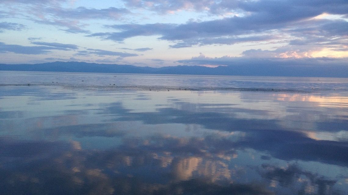 View of Guatemala over Lake Izabal behind the mission home.