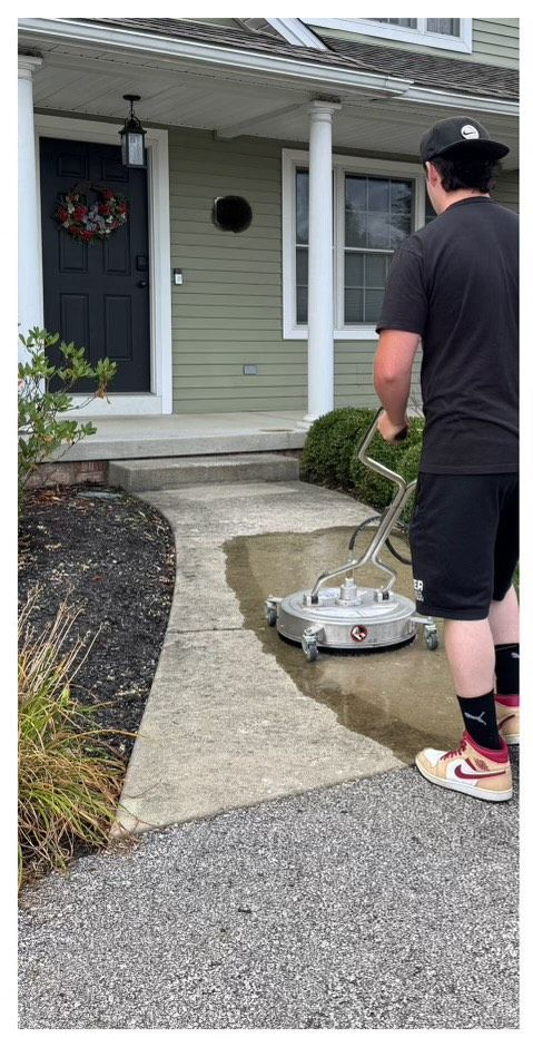 power wasing before sidewalk concrete