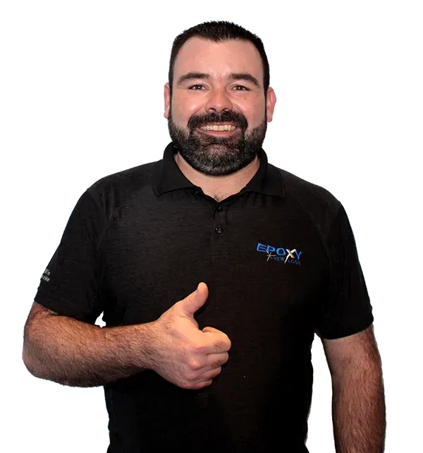A man with a beard is wearing a black shirt that says bpx