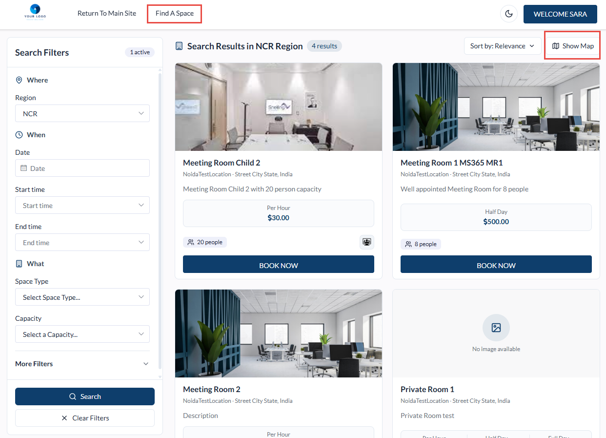 How to find a space with Meeting Hub