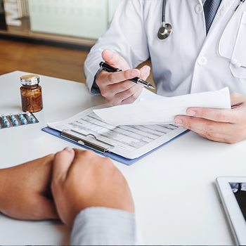 a doctor talking to a patient