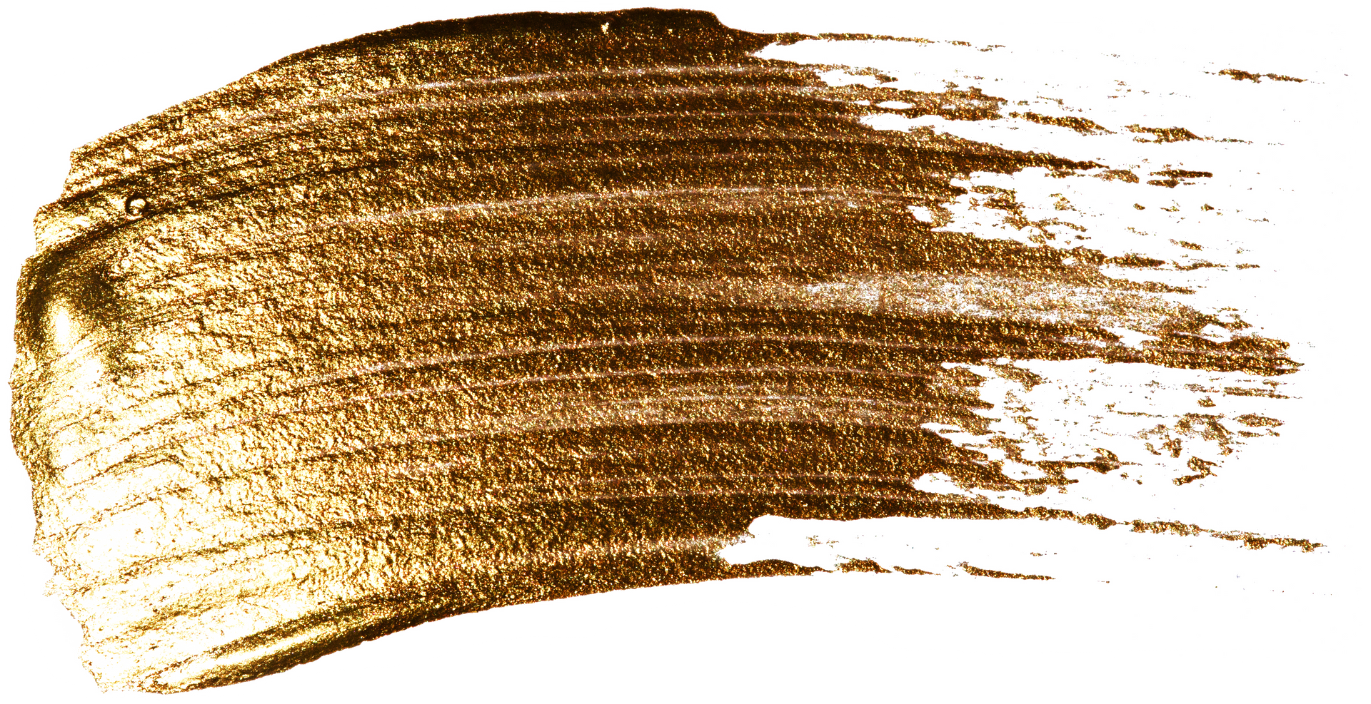 Golden brush stroke on white background.