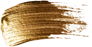 Golden brush stroke on white background.