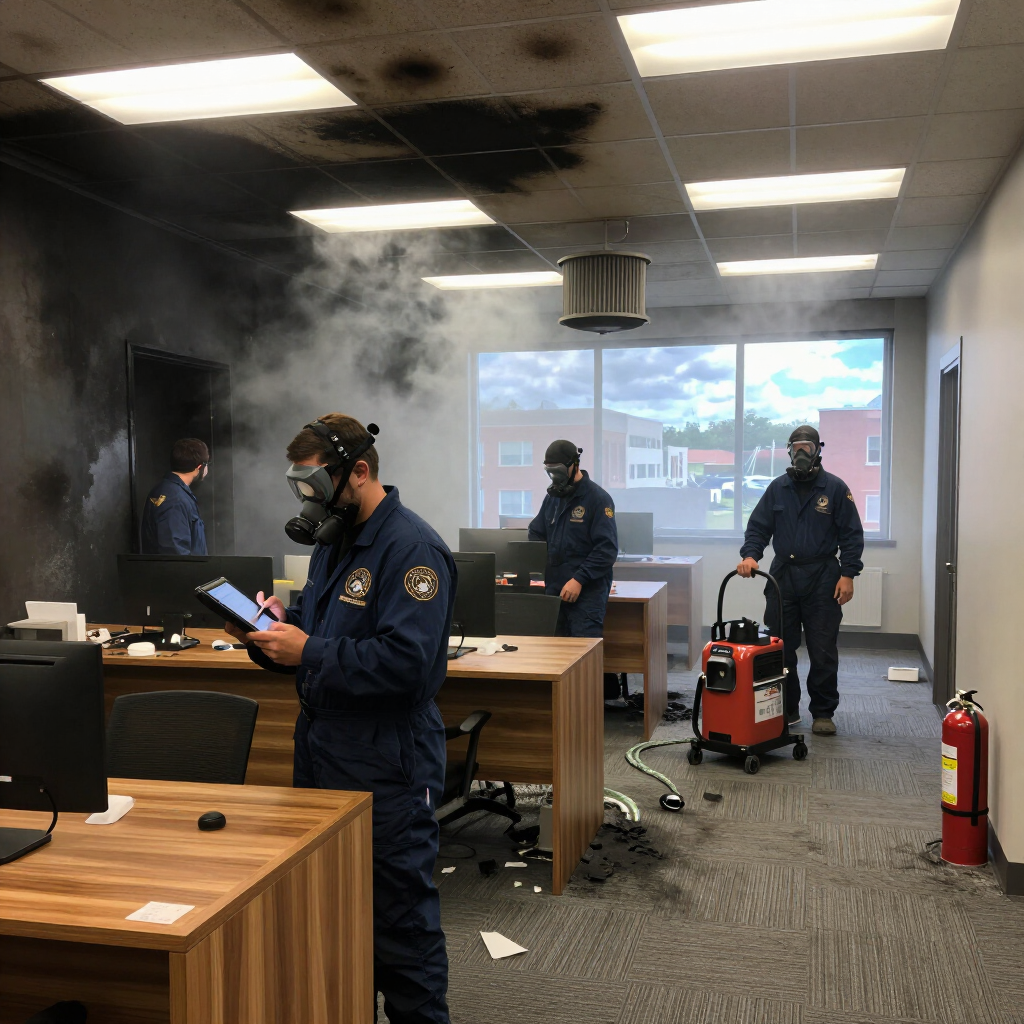 Fire and smoke damage restoration assessment inside a Bethesda Maryland property