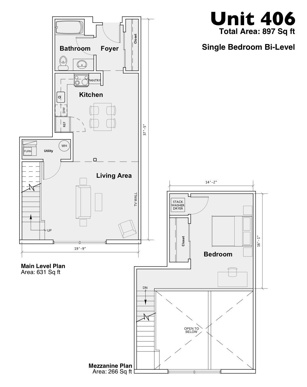 Floor plan for Unit 406, a single-bedroom apartment with labeled rooms and layout sketches.