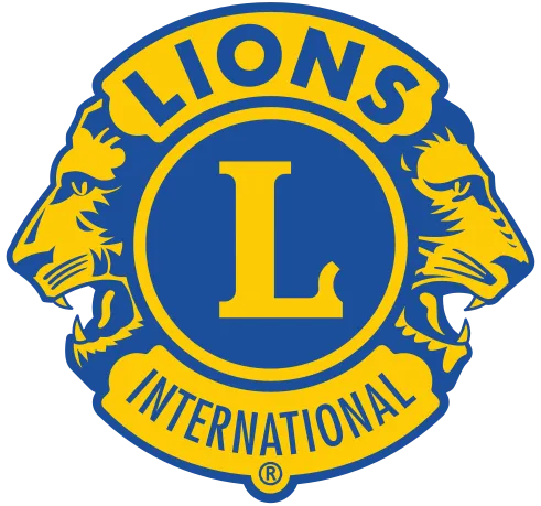 Lions Clubs International logo: Blue circle with 