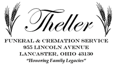 Logo of Theller Funeral & Cremation Service, Lancaster, Ohio. Features text, wheat stalks. "Honoring Family Legacies".