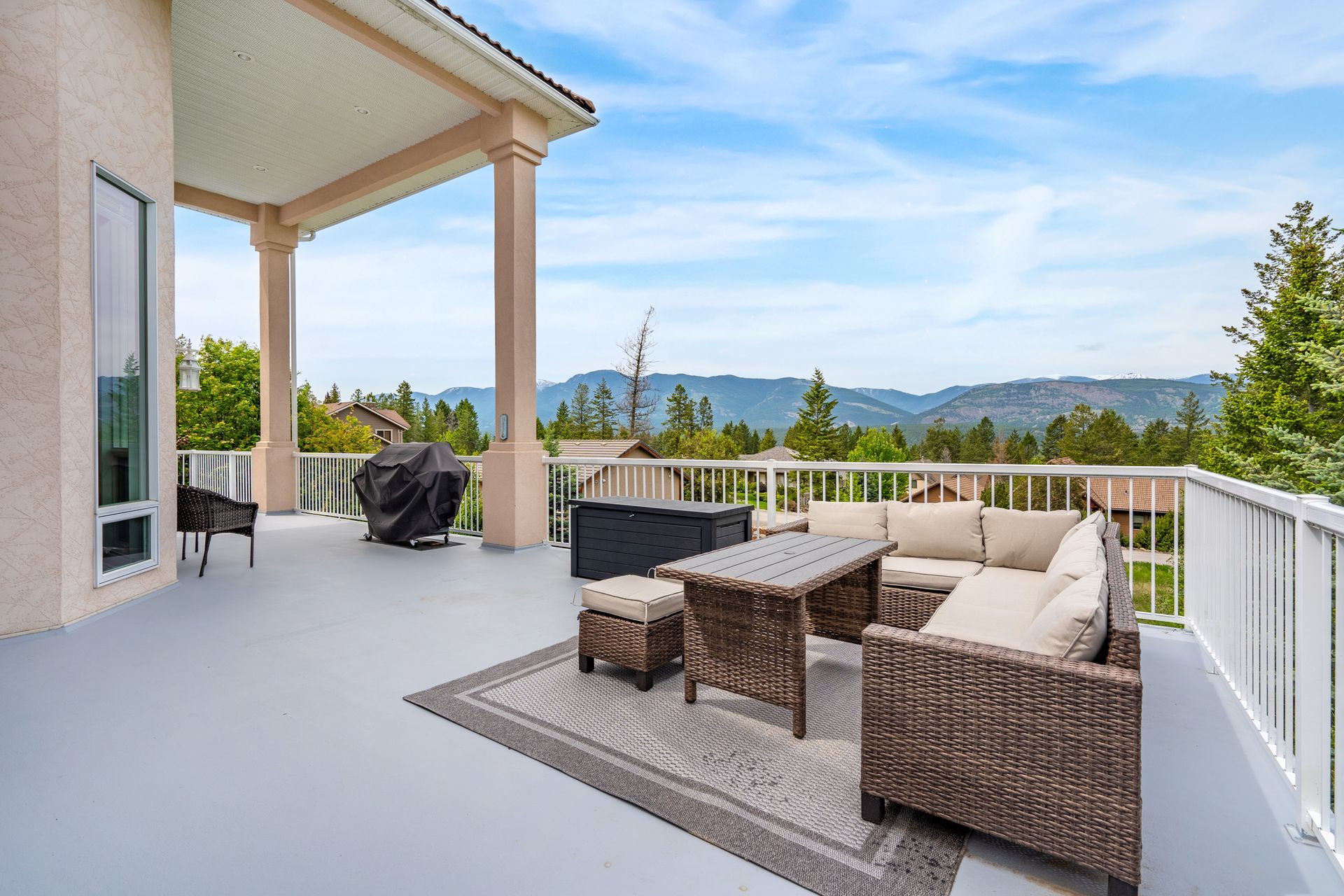 Private patio of the Mountain Top, a Fairmont Hot Springs BC Vacation Rental hosted by Aisling Baile Property Management.