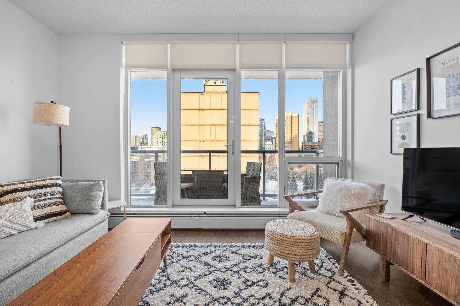 Living room of Mr & Mrs. Smith, a Calgary short-term rental hosted by Aisling Baile Property Management.