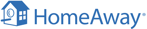 The homeaway logo has a blue house on it.
