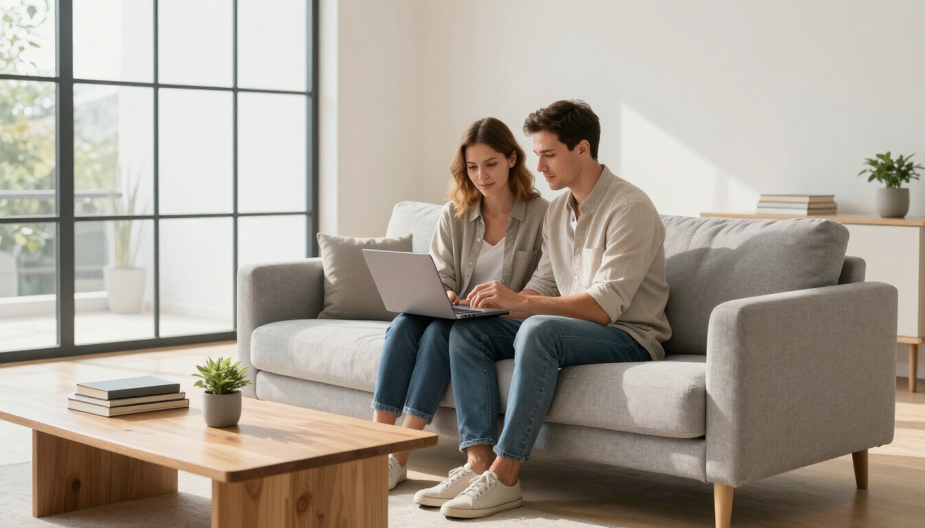 Homeowners reviewing financial documents