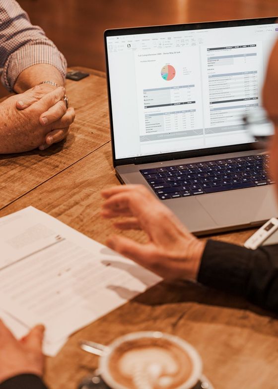 Financial report on a computer
