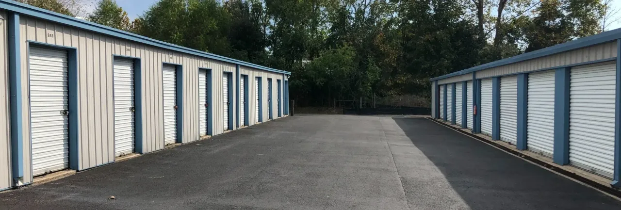 Drive-up storage units at a Storology Storage facility
