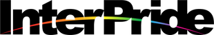 Black InterPride logo with a red line across the text on a white background
