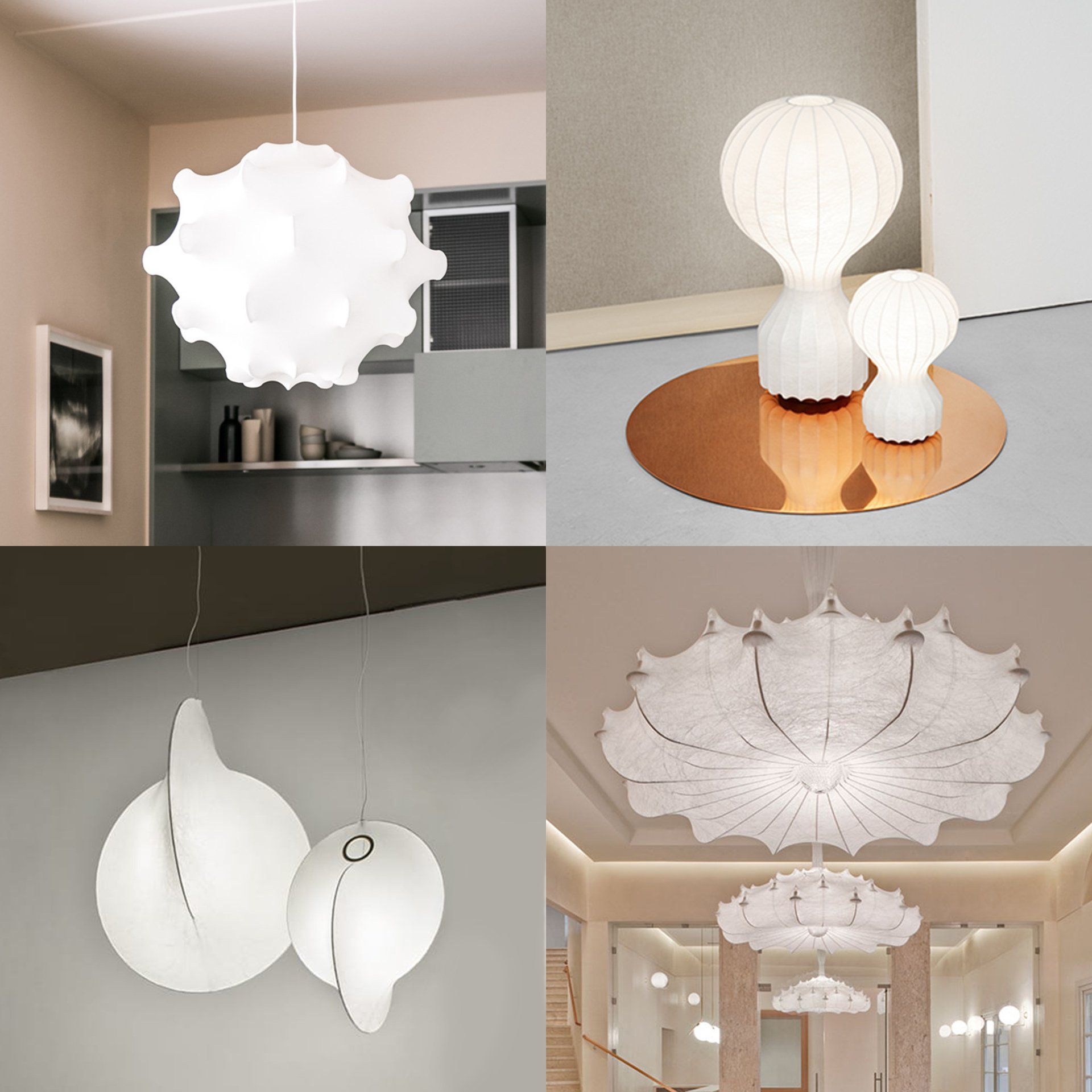 Un collage de cuatro imágenes de diferentes tipos de luces.