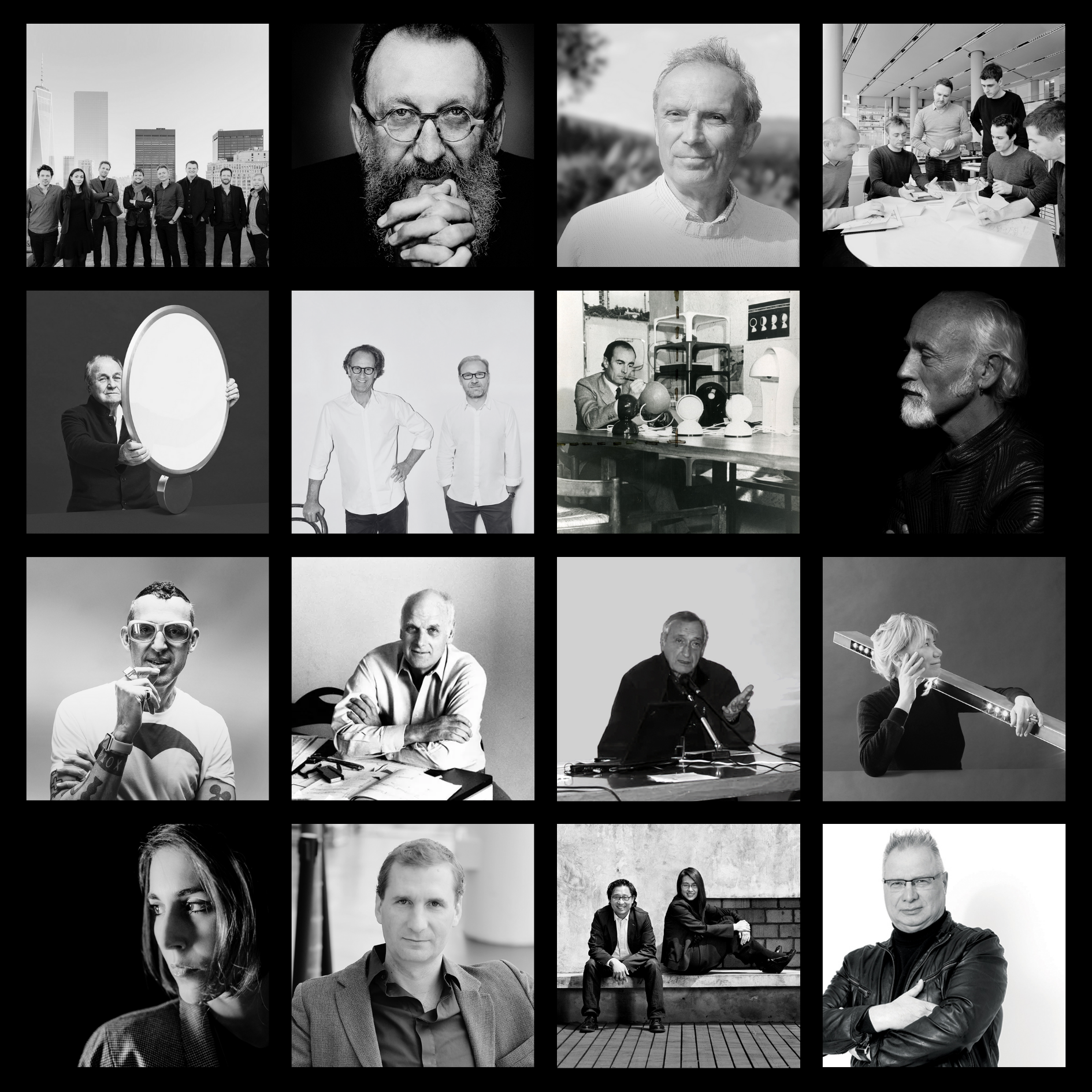 Un collage de fotografías en blanco y negro de un grupo de personas.