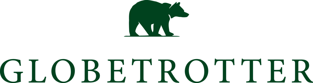 Ein Logo für Globetrotter mit einem Bären darauf