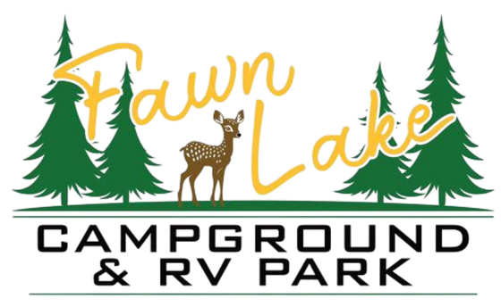 A logo for fawn lake campground and rv park