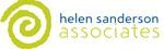 A logo for helen sanderson associates with a swirl in the middle