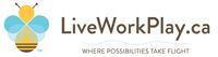 The logo for liveworkplay.ca shows a bee and a light bulb.